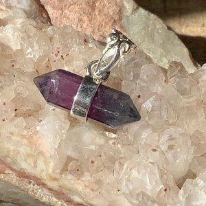 RAINBOW FLUORITE POINT 925 STERLING SILVER PENDANT